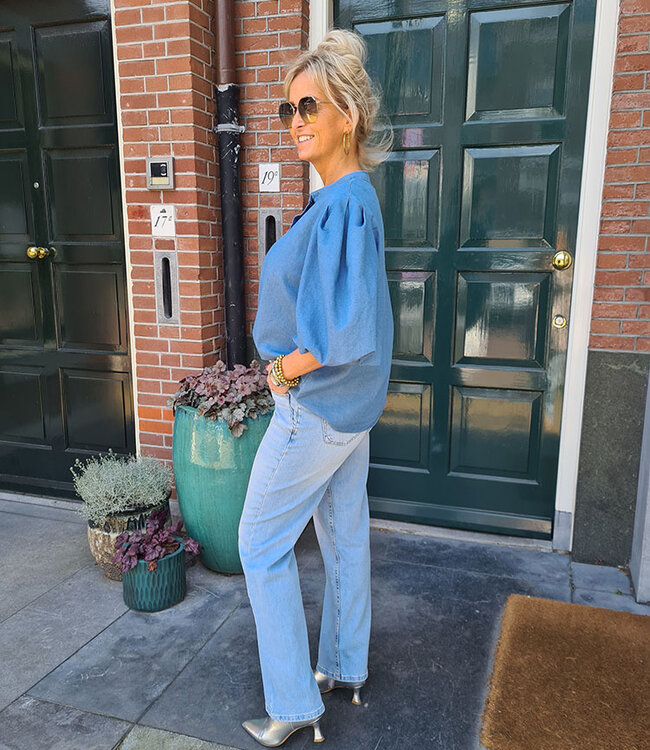 Denim Blouse Ballonmouw
