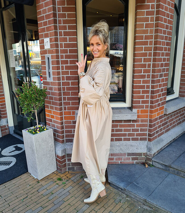 Ballonmouw Dress Lang Crème