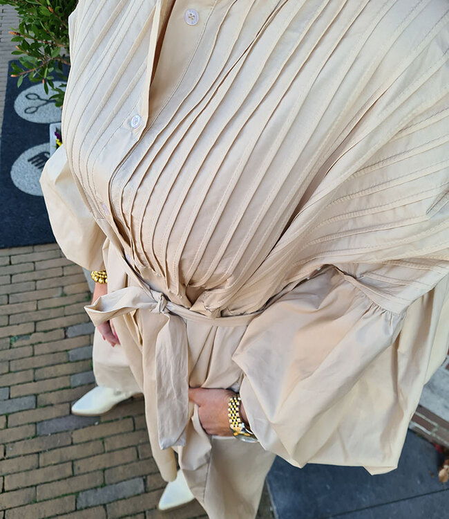 Ballonmouw Dress Lang Crème