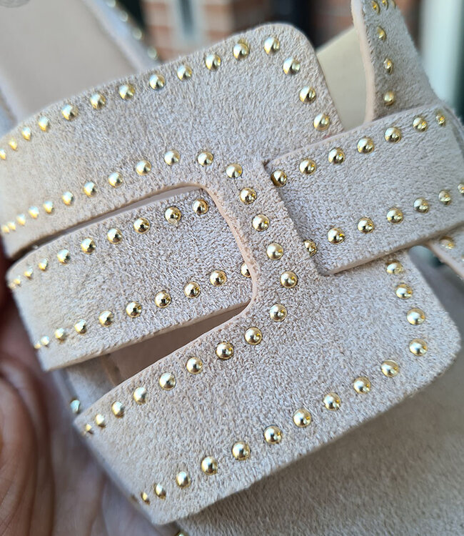 Suedelook Slippers met Studs