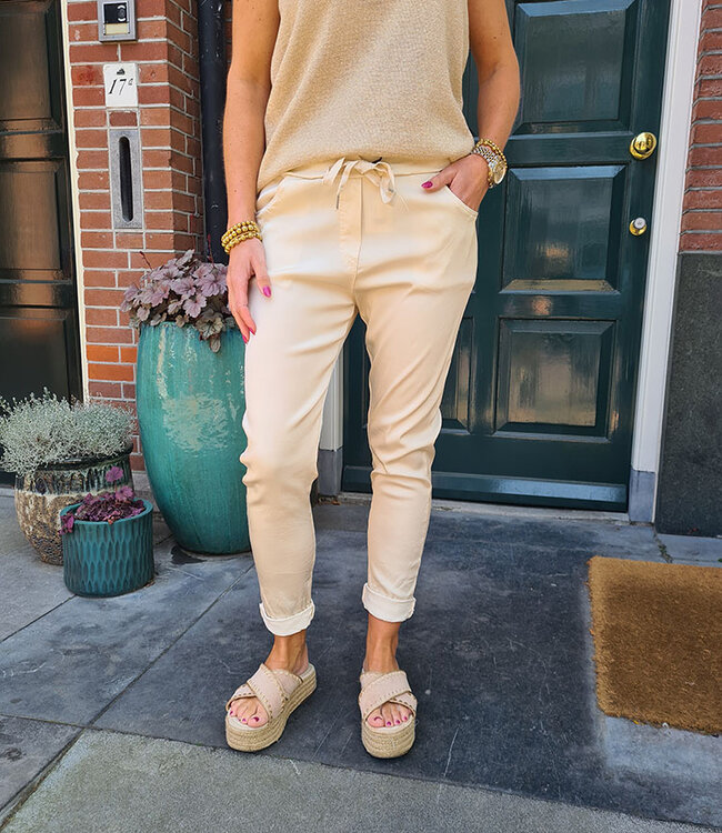 Comfy Zijdelook Jogger Crème