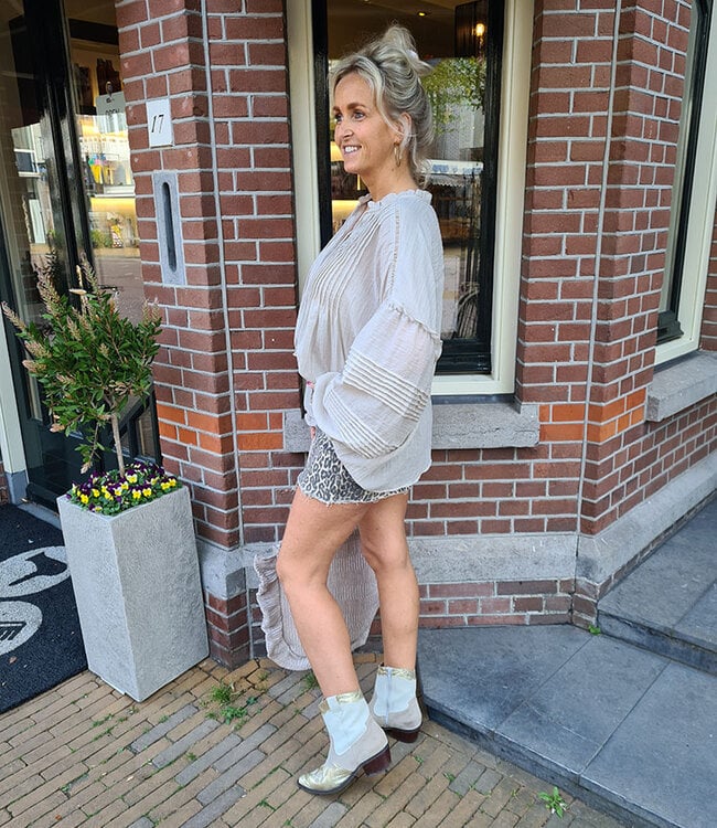 Oversized Dunne Linnenlook Blouse Beige