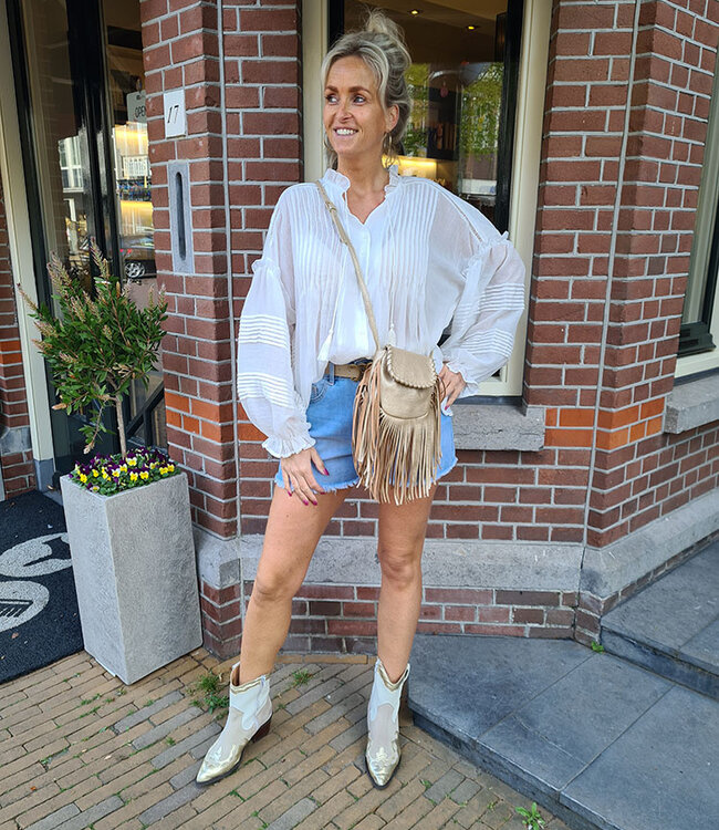 Oversized Dunne Linnenlook Blouse Offwhite