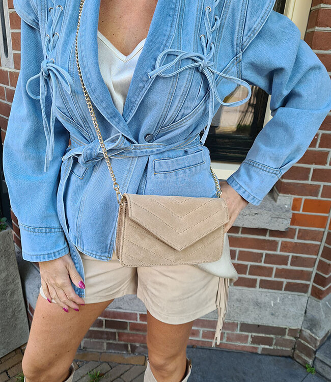 Clutch/Tas Luxe Suede Beige