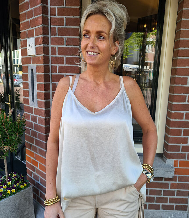 Oversized Spaghettiband Top Crème