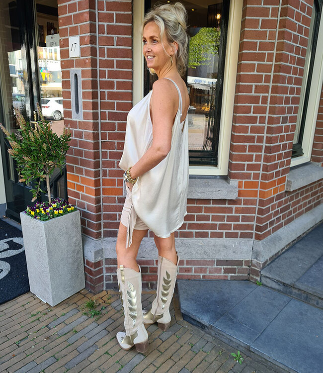 Oversized Spaghettiband Top Crème