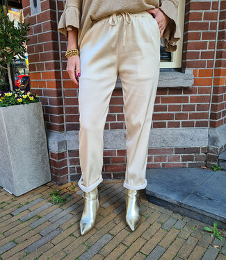 Comfy Zijdelook Broek Straight Crème