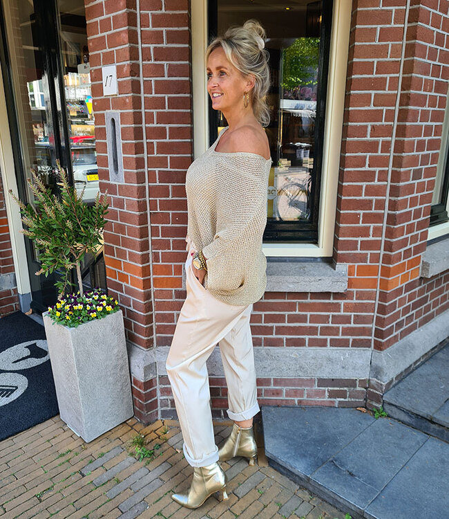 Oversized Gehaakte Shimmer Tuniek Vhals Gold