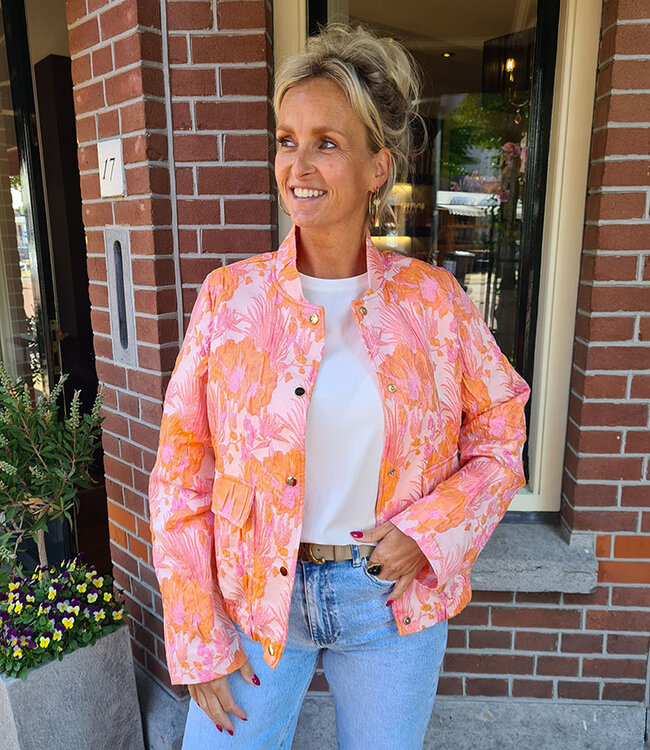 Bomber Floral Oranje/Roze