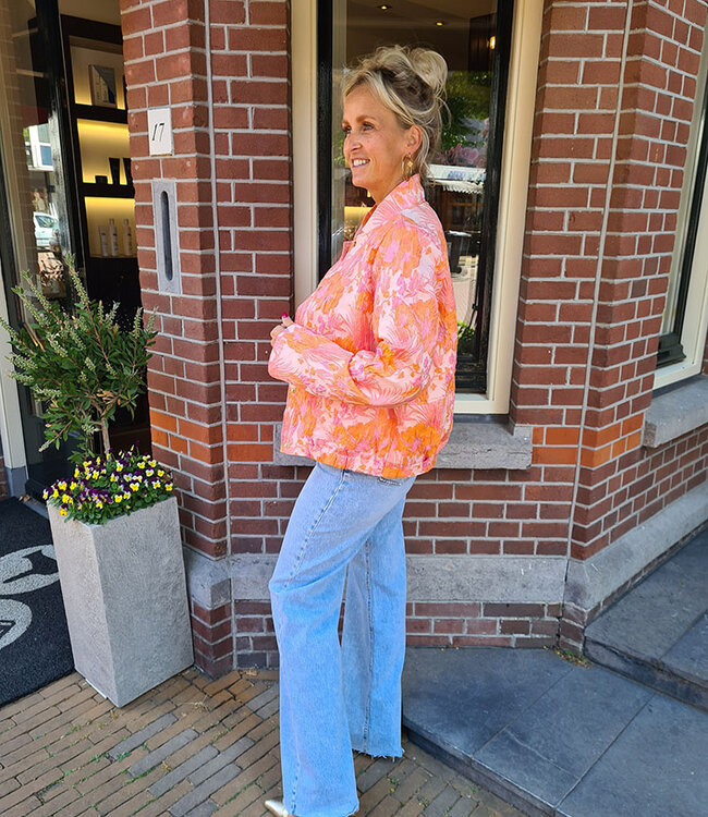 Bomber Floral Oranje/Roze