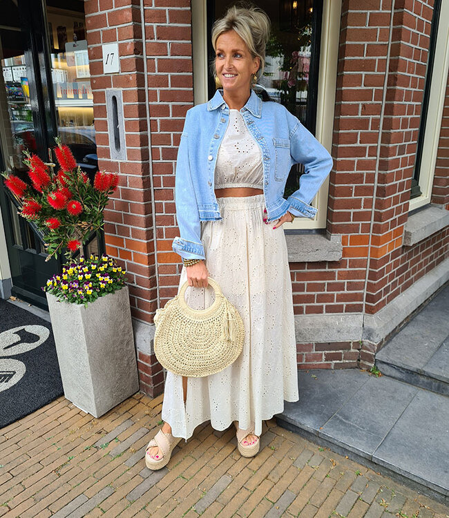 Gevlochten Bag Rond Beige