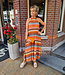 Halter Plissé Jurk Multi Oranje