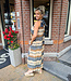 Halter Plissé Jurk Blauw/ Bruintinten