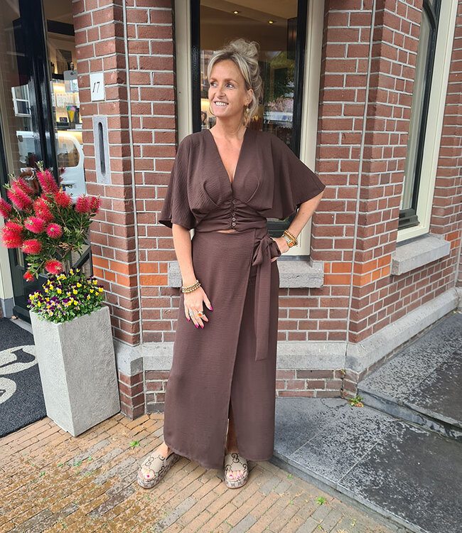 Ambika Short Top Vhals Donkerbruin