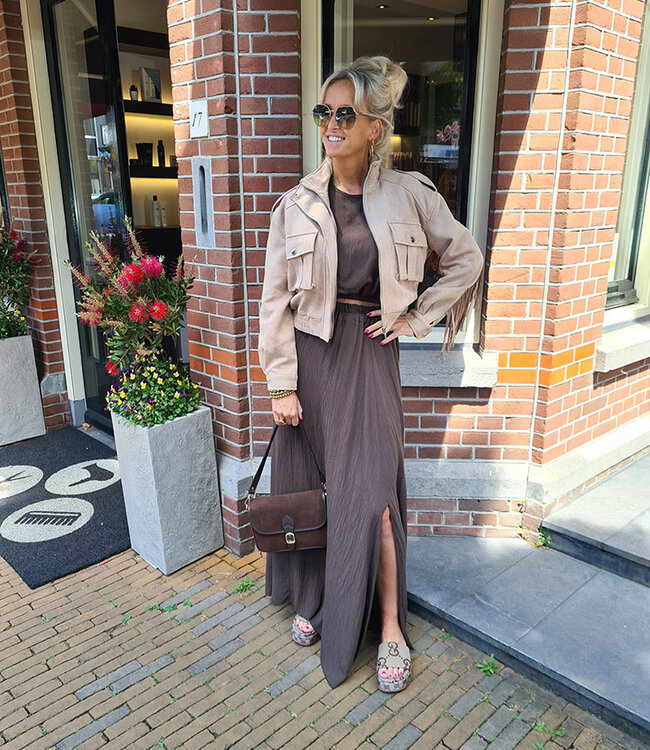 Ambika Suedelook Jacket Franje Taupe