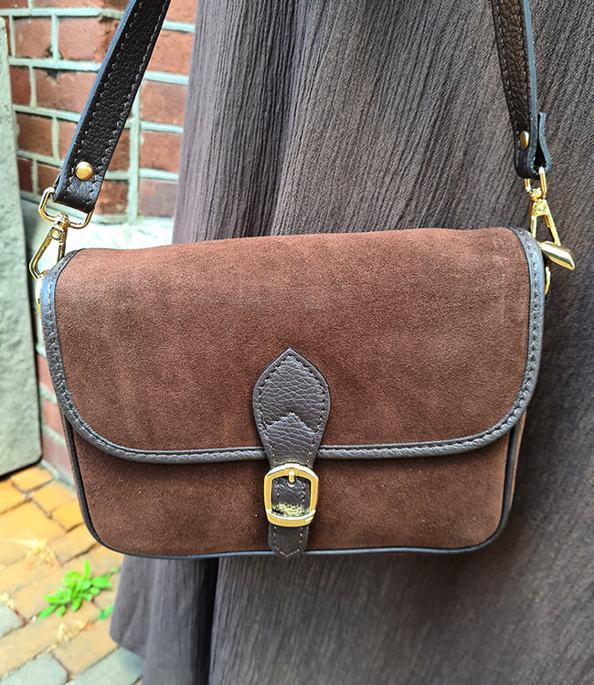 Handtas Suede Donkerbruin