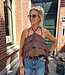 Halter Ruffle Top Donkerbruin
