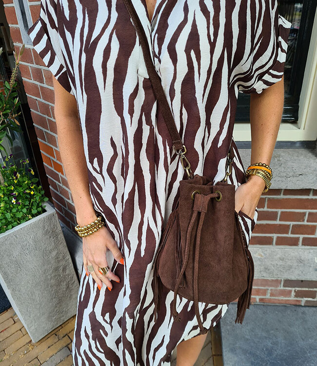 Suede Franje Bag Donkerbruin