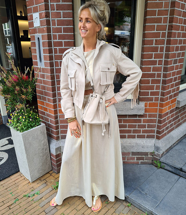 Suede Franje Bag Lichtbeige