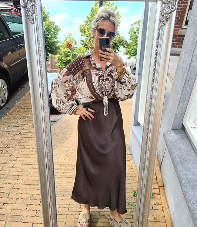 Ambika Korte Blouse Cowboy Bruintinten