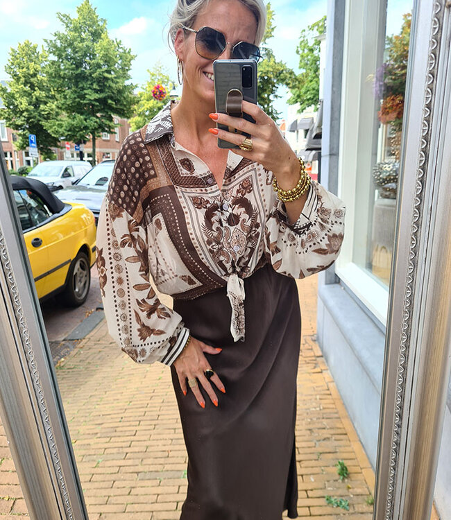 Ambika Korte Blouse Cowboy Bruintinten