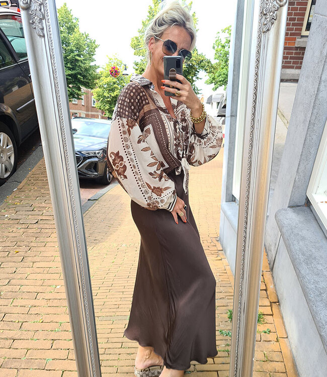 Ambika Korte Blouse Cowboy Bruintinten