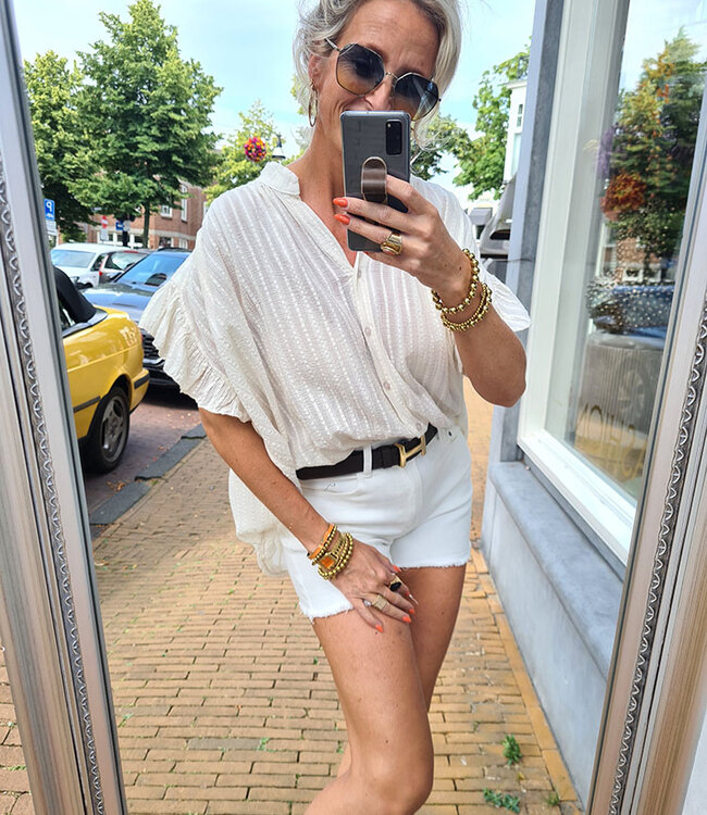 Ambika Oversized Blouse KM Ruffle Crème