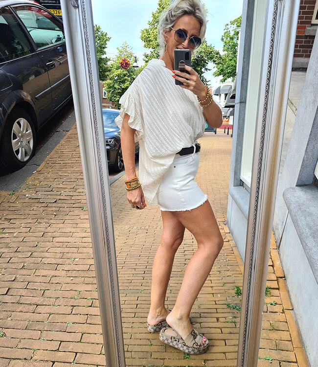 Ambika Oversized Blouse KM Ruffle Crème