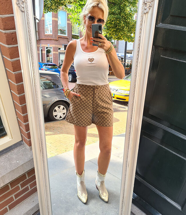 Azzurro Short Bruin motief