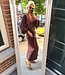 Ambika Overslag Linnenlook Dress LANG Donkerbruin