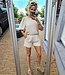 Azzurro Pofmouw Blouse Effen Beige