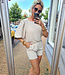 Azzurro Pofmouw Blouse Effen Beige