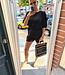 Azzurro Pofmouw Blouse Effen Zwart