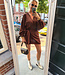 Ambika Overslag Linnenlook Dress Donkerbruin