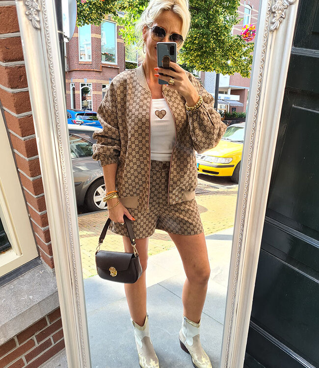 Azzurro Bomber Motief Bruin