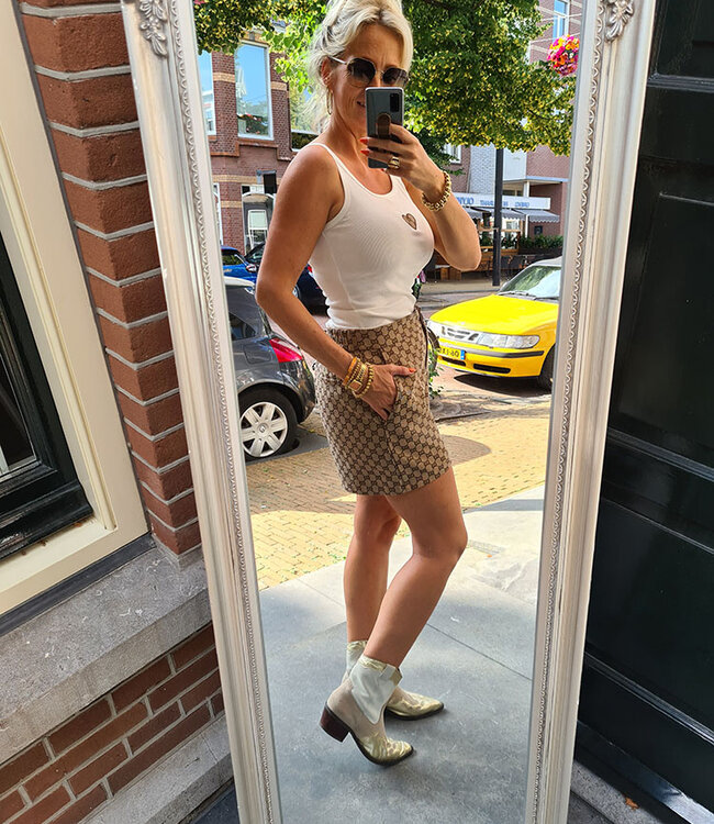 Azzurro Haltertop Motief Hartje Wit