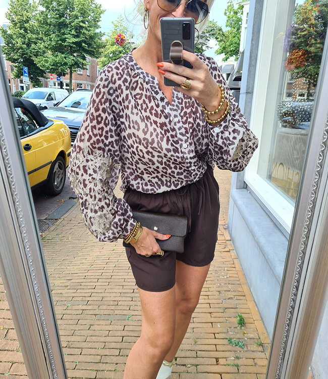 Blouse Geborduurde Mouw Leo/Gold