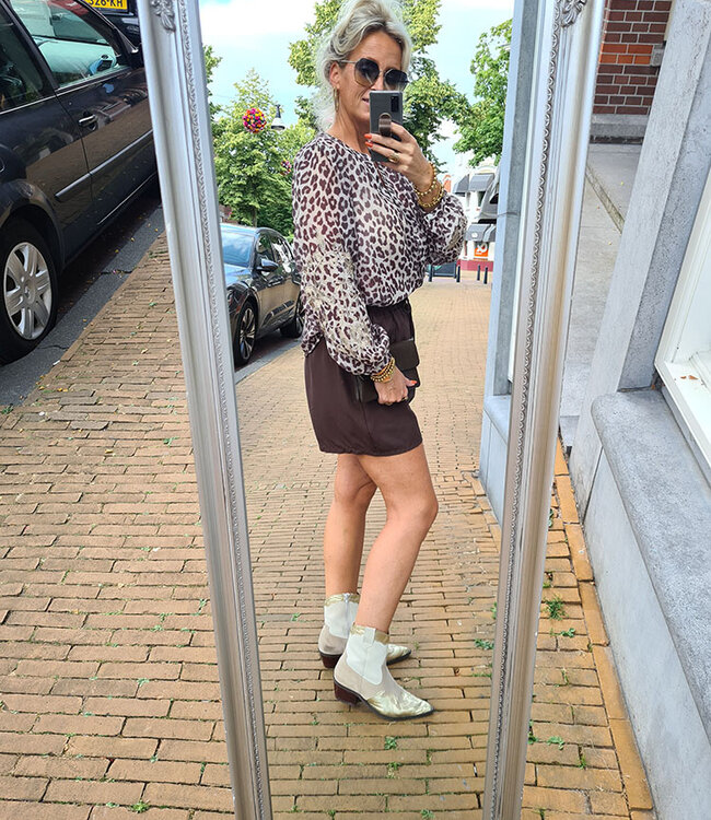 Blouse Geborduurde Mouw Leo/Gold