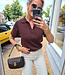 Knit Polo met Strass Donkerbruin