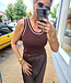 Basic Knit Top Donkerbruin/Goud Randje