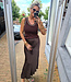 Basic Knit Top Donkerbruin/Goud Randje