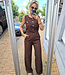 Jumpsuit Gouden Knopen Donkerbruin
