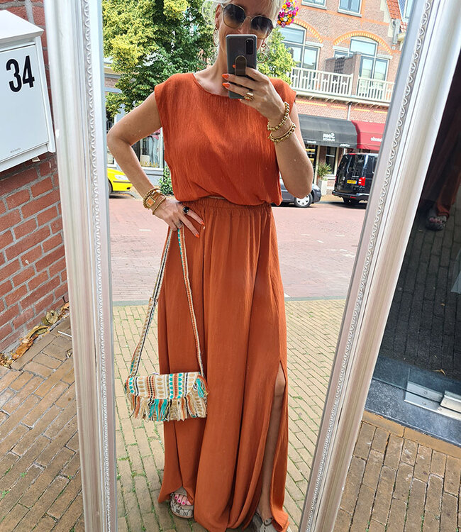 2-Delige set Top & Rok DonkerOranje