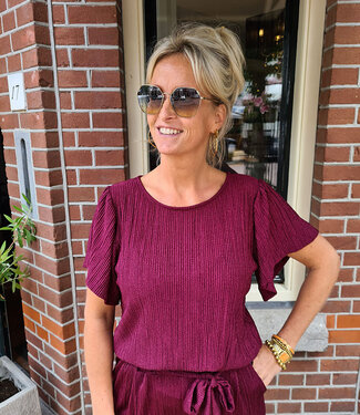 Plissé Tee Ruffle Shimmer Bordeaux