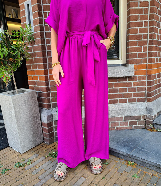 Dunne Wijde Broek Magenta