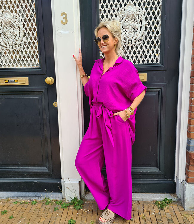 Dunne Wijde Broek Magenta