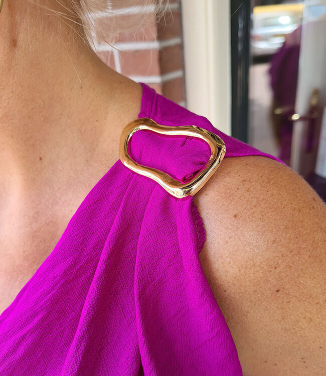 Top Waterval met Gesp Detail Magenta