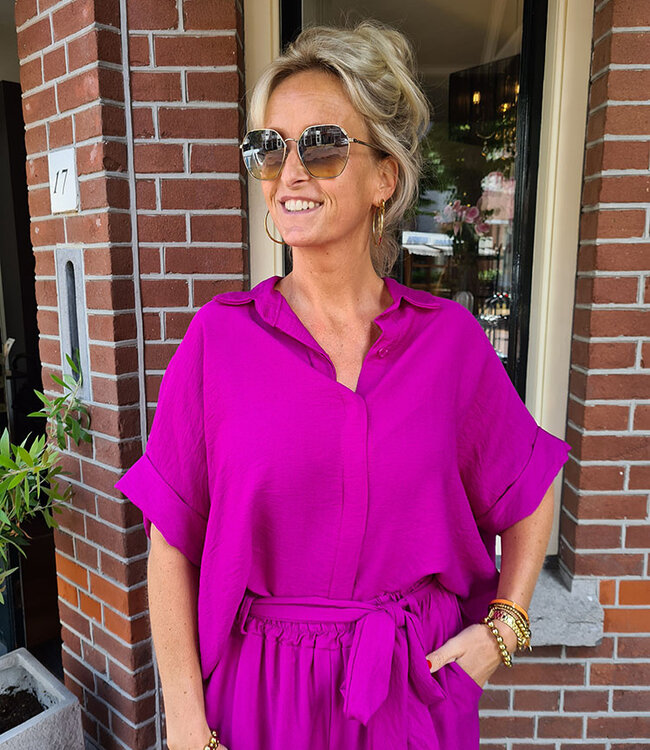 Oversized Wijde Blouse Magenta