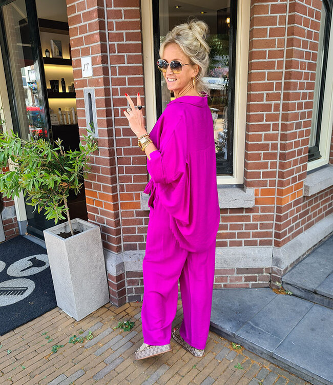 Oversized Wijde Blouse Magenta
