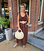 Azzurro Oversized Dress met Strikjes Donkerbruin